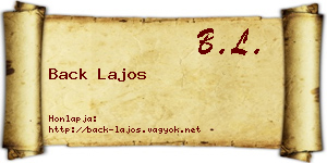 Back Lajos névjegykártya
